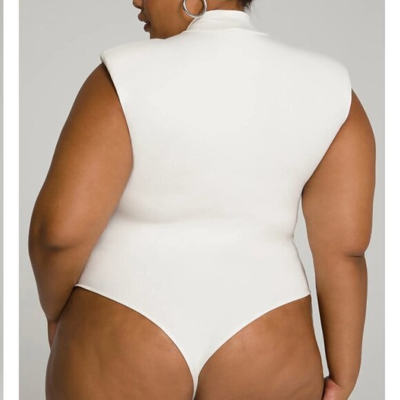 Good American Mock Neck Power Bodysuit Ivory - Picture 3 of 4